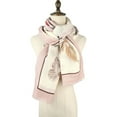 thumbnail image 3 of STP GOODS Butterfly Garden 100% Merino Wool Scarf for Women 74.8x27.5" (190x70 cm) Wool Floral Scarf Womens Wool Wrap, Pink and Ivory, 3 of 3
