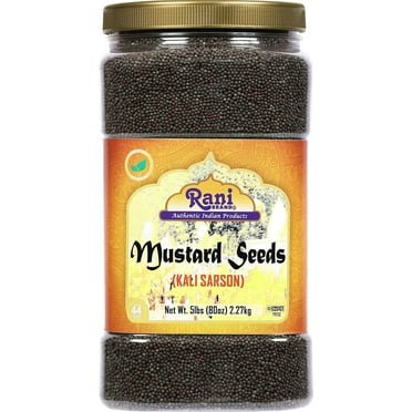 Rani Black Mustard Seeds Whole Spice (Kali Rai) 80oz (5lbs) 2.27kg Bulk PET Jar ~ All Natural | Gluten Friendly | NON-GMO | Kosher | Vegan | Indian Origin