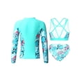 thumbnail image 2 of vastwit 3Pcs Girls Swimsuit Floral Bikini Set with Long Sleeve Swimshirts Rash Guard Swimwear Zipper Leaf 12, 2 of 5