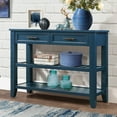 thumbnail image 6 of 42" Console Table with Drawers, 2-Tier Storage Sideboard,Mid-Century Solid Wood Sofa Table for Living Room, Entryway, & Dining,Navy Blue, 6 of 10
