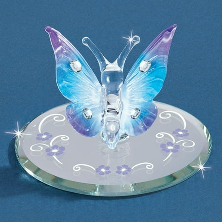 Lady Anne Crystal Gifts - Blue Butterfly Crystals Glass Figurine Floral Garden Nautical Glas Baron Gifts For Women For Her