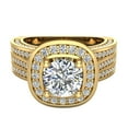 thumbnail image 5 of Trio Diamond Shank Cushion Halo Engagement Ring 1.70 Carat Total Weight 18K Gold (G,VS1), 5 of 6