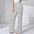 thumbnail image 7 of Women's Comfortable Woven Plaid High Waisted Straight Leg Trousers for Winter, Warm Casual Pants, Elastic Waist Office Pants for Women, Fall Winter Fashion,White,XL, 7 of 7