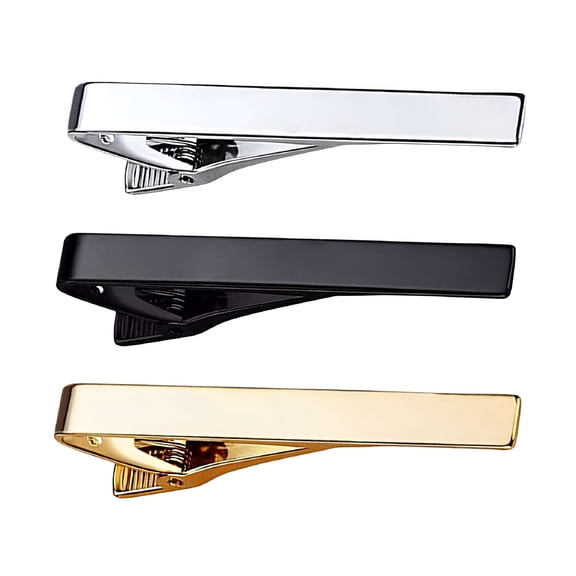 VANIDO 3Pcs Men Tie Clips Wedding Business Tie Bar Clip for Regular Ties