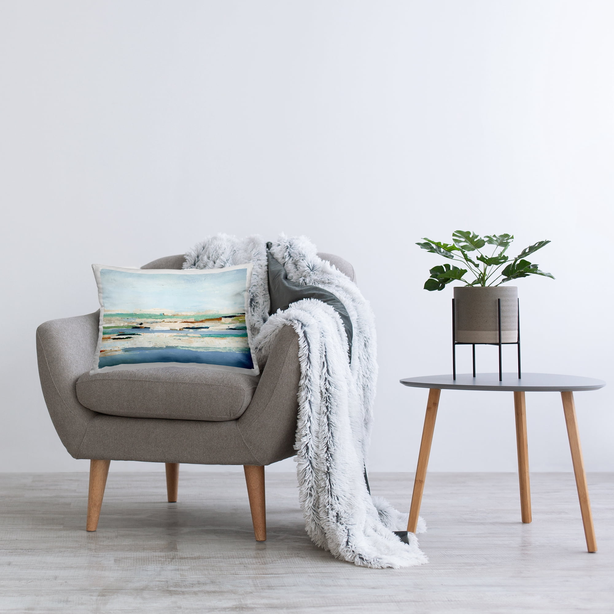 Stupell Industries Abstract Seascape View Decorative Printed Throw Pillow, 14 x 20