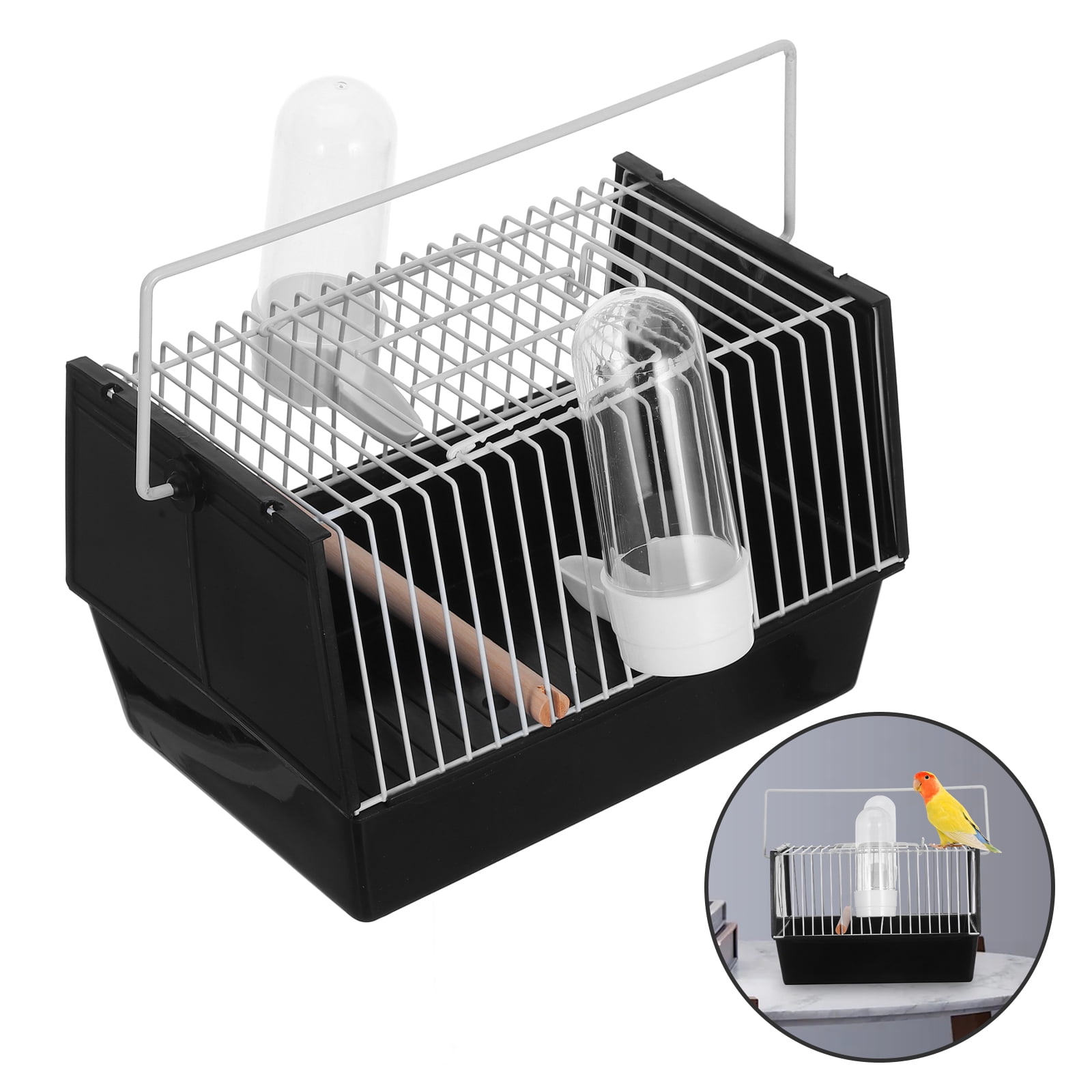 Toyandona 1Pc Handheld Plastic Bird Cage Black for Outdoor Pet Bird Transportation and Activities