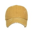 thumbnail image 3 of Toptie Women 3-Stripe Ponytail Baseball Cap Distressed Washed Messy High Bun Ponytail Hat-Yellow, 3 of 7