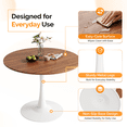 thumbnail image 5 of Tcbosik 39.4" Round Dining Table, Tulip Kitchen Table with Metal Pedestal Base for 4 Person, Walnut & White, 5 of 8
