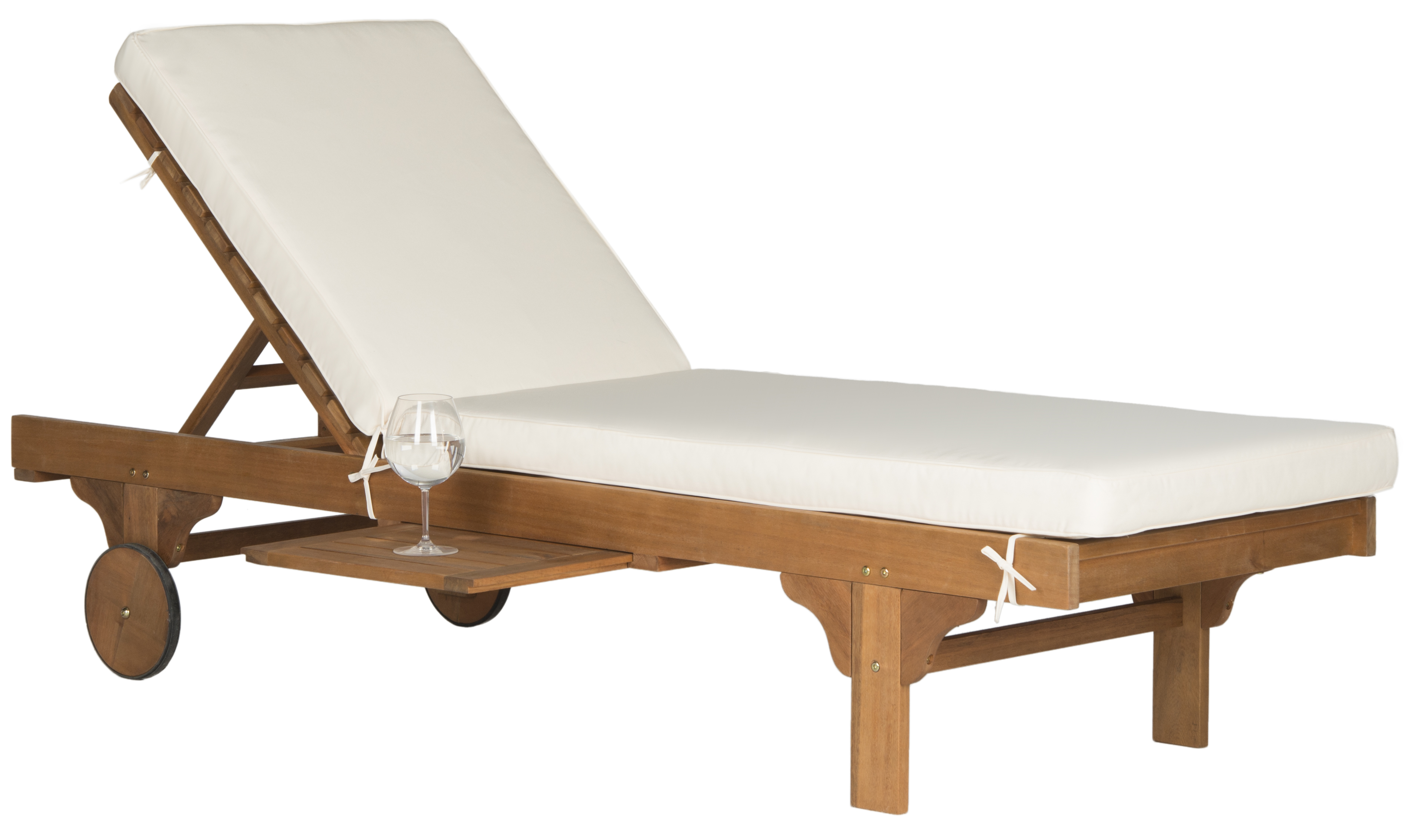 SAFAVIEH Outdoor Collection Newport Chaise Chair & Side Table Natural/Beige - image 2 of 9