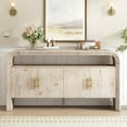 thumbnail image 2 of EUROCO 59.8" Long Console Table,Modern Entryway Table with 4 Cabinets,Open Storage Shelf and 4 Doors,Accent Table Behind Couch Table for Living Room/Entryway/Foyer/Hallway,Natural, 2 of 8