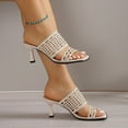 thumbnail image 6 of Nrmvnmi Women's Low Heels Slides Open Toe Summer Hollow Out Sandals Exposed Square Toes High Heels Outside Beige Mothers Day Gifts, 6 of 9