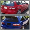 thumbnail image 2 of Spec-D Tuning Red Clear Lens Tail Lights Compatible with 1992-1995 Honda Civic 3-Door Hatchback, Left + Right Pair Assembly, 2 of 7