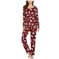 thumbnail image 2 of Rbaofujie Robes pour Femmes Ensemble de Pyjama Décontracté Couleur Unie Haut Pantalon Pyjama pour Femmes, 2 of 5
