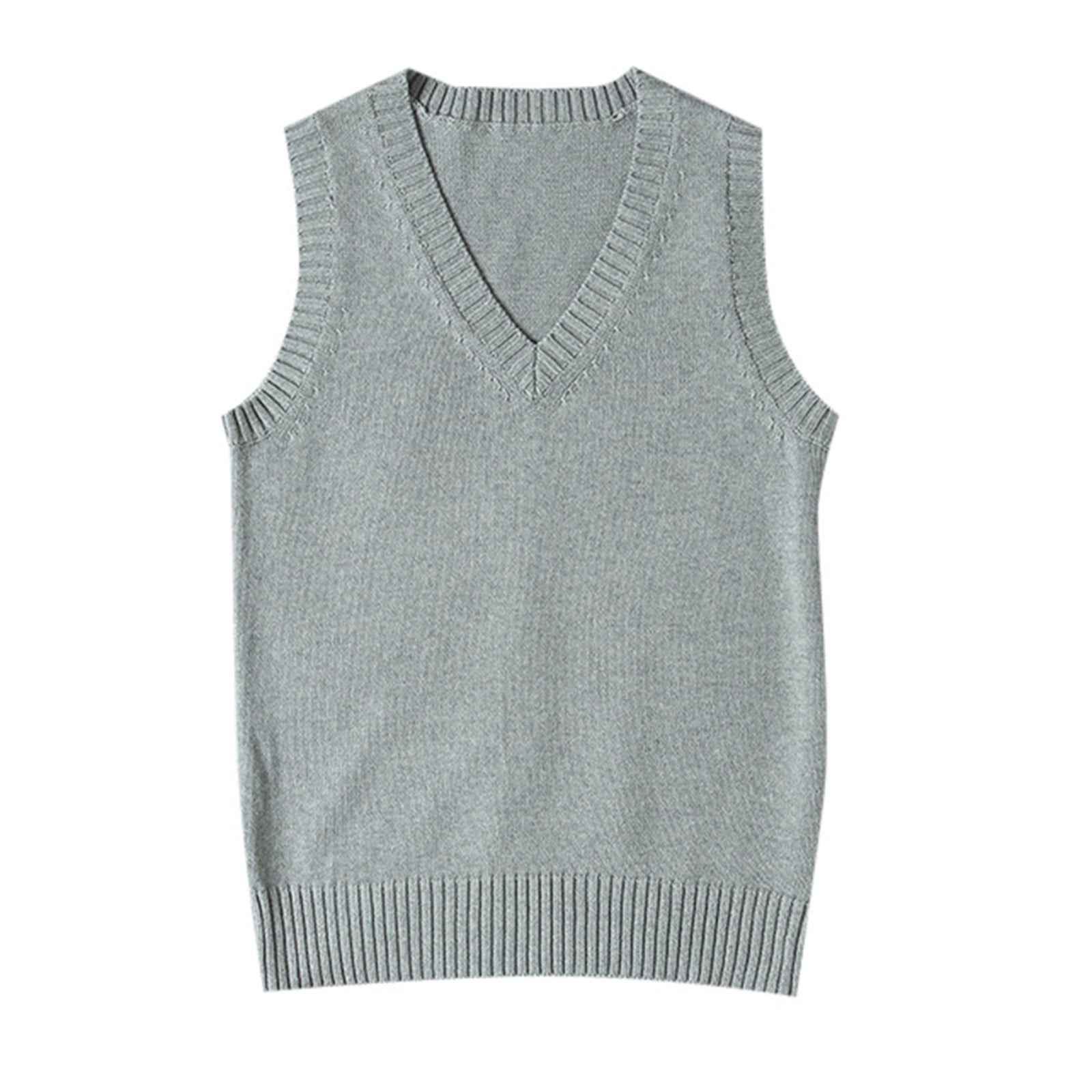 ZHOGXU Women'S Knit Vest Sleeveless V Neck Solid Color Loose Fit