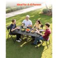 thumbnail image 2 of KFFKFF Outdoor Patio Dining Table, 59-inch Rectangular Metal Steel Slat Design for 4-6 People, Featuring 1.5-inch Umbrella Hole, Durable Furniture for Lawn, Garden, Porch, and Backyard, Black, 2 of 9