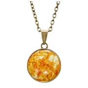 Birth Month Flower Necklace Galaxy Necklace Glass Side Pendant Ball Planet Double Necklace Universe