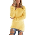 thumbnail image 3 of Women's Long Sleeve Pullovers Loose Fluffy Fuzzy Jumper Sweater,Casual Sherpa Sweatshirt Crewneck Loose Fit Tops Pullover Outwear Coat,High Low Hem Basic Sweater,XS-2XL Yellow, 3 of 7