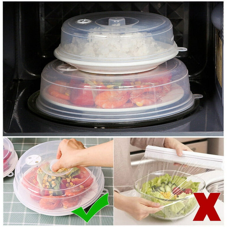 Microwave Plate Topper Cover Food Dish Steam Vent Splatter Lid Kitchen  Cooking