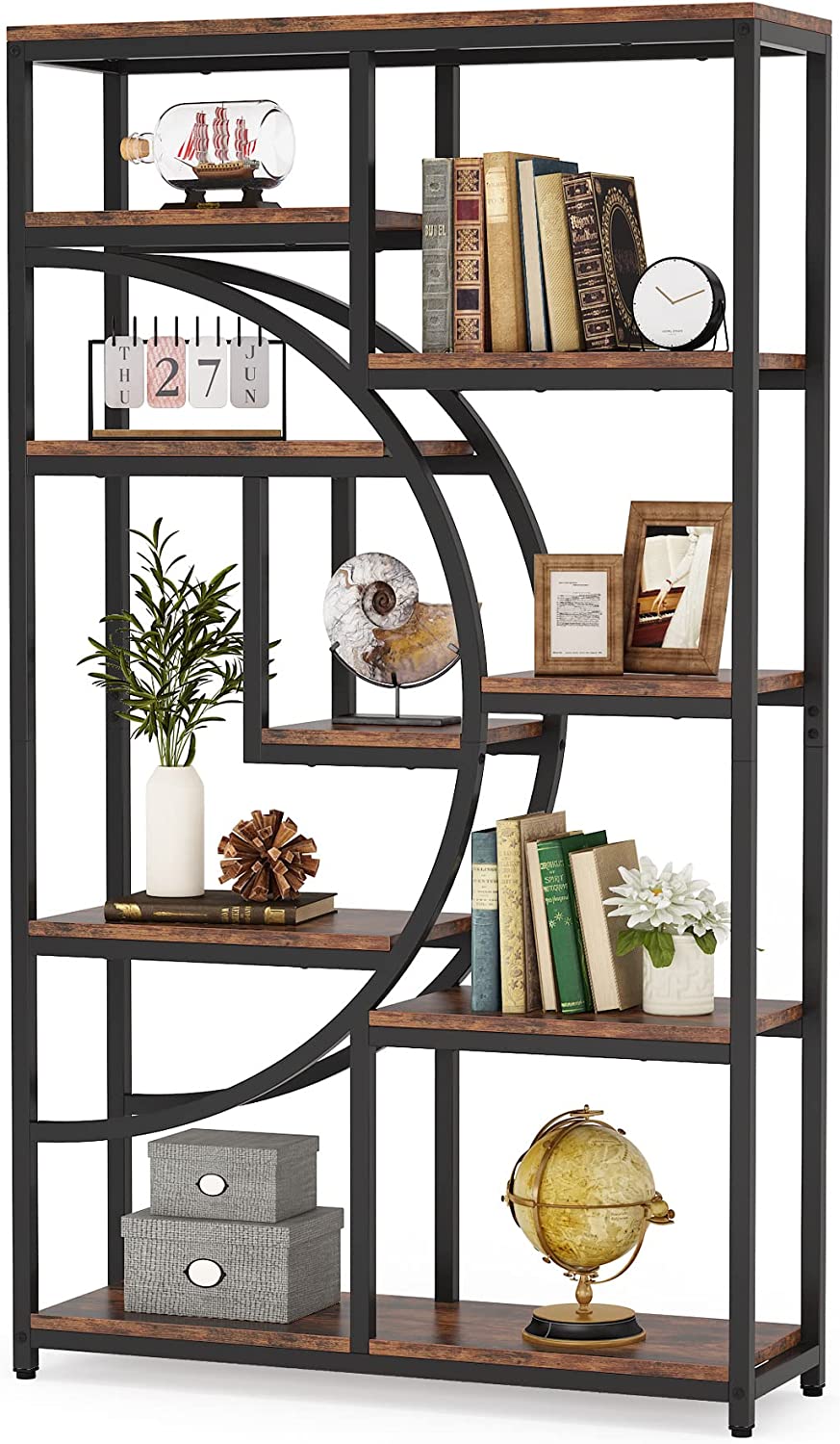 Tribesigns Freestanding Bookshelf Industrial 9 Tier Etagere Bookcase