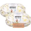 Bernat Baby Blanket Yarn - Big Ball 10.5 oz - 2 Pack with Pattern Cards in Color Chick & Bunnies
