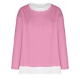 thumbnail image 4 of Darzheoy Womens Tops Pullover Long Sleeve Solid Color Round Neck Sweatshirts Versatile Plus Size Hoodless Trendy Fashion Fall Winter Blouses, 4 of 5