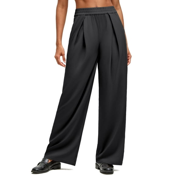G4Free Lightweight Wide Leg Pants Women Flowy High Waisted Front Pleat Travel Pant Casual Lounge Trousers Summer Fall