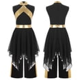 thumbnail image 2 of iiniim Girls Metallic Sleeveless Irregular Liturgical Praise Dance Dress with Wide Leg Pants Set Worship Dancewear Black 16, 2 of 7