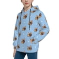 thumbnail image 2 of Picia Brown French Bulldog Pattern Youth Hoodie - Warm Pullover Sweatshirt with Kangaroo Pocket, Ideal for Boys and Girls-Medium, 2 of 6