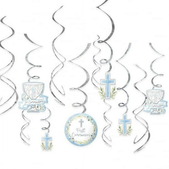 My First Communion Boy Hanging Spiral Decorations
