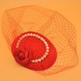thumbnail image 3 of Net Fascinator Hat Fake Pearl Tea Party Headwear Pillbox Hat with Veil, 3 of 10