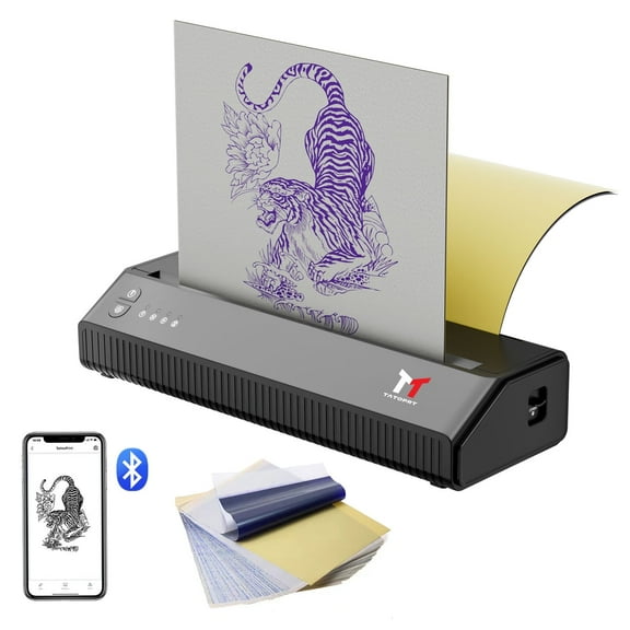 Tattoo Transfer Stencil Printer, Wireless Bluetooth Tattoo Printer Machine, Inkless Stencil Machine for Tattooing, 2500mAh Temporary Thermal Copier Machine for Tattoo Artists & Beginners