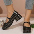 thumbnail image 5 of IEMIEMIEM Women's Chunky Heels Mary Jane Shoes Classic PU Leather Pumps Round Toe Bow Patent Strap Buckle Dress Shoes Casual Daily Work Versatile 7 wide, 5 of 7