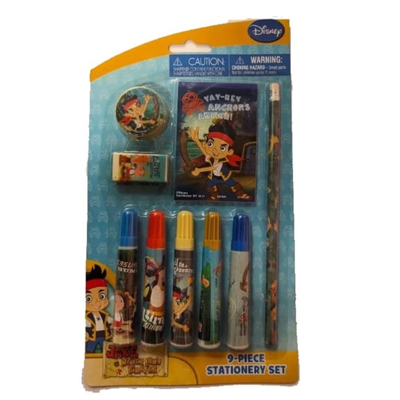 Disney Jake and the Never Land Pirates 9-Piece Stationery Set with Memo Pad, Markers, Pencil & More
