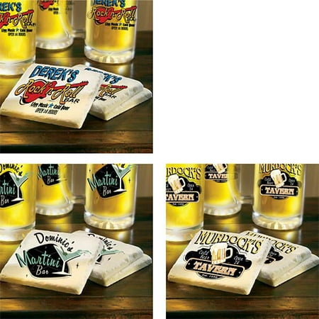 Personalized Bar Theme Coasters - Set of 4