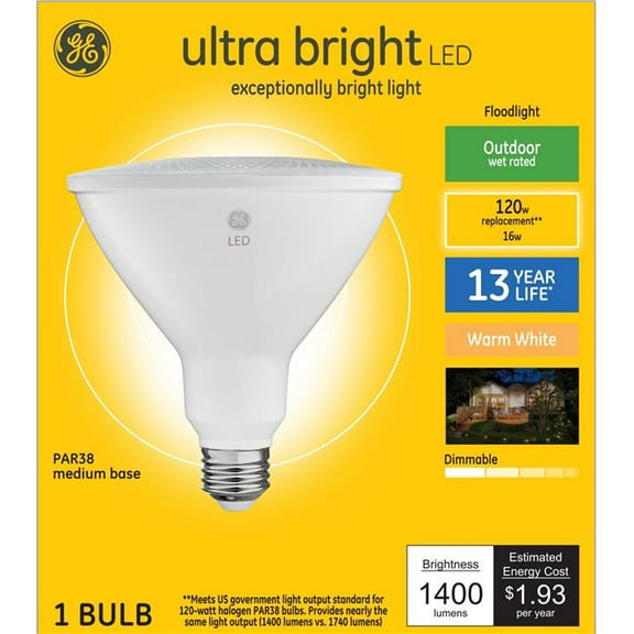 16W LED Ultra Bright Par38 Light Blubs, Warm White - 120W Equivalent