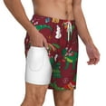 thumbnail image 3 of Gaeub Dinosaur Christmas Happy New Year Mens Swim Trunks Stretch Beach Shorts Quick Dry for Men Swim Shorts Swimwear with Pockets- Medium, 3 of 9