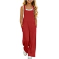 thumbnail image 2 of Dungarees for Kids Girls, Girls Casual Overalls Baggy Wide Leg Pants Jumpsuit Playsuit Red 9-10Years, 2 of 7