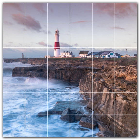 Picture-Tiles.com: Lighthouse Ceramic Tile Wall Mural WAL500819-66L. 48"W x 48"H using (36) 8" x 8" Ceramic Tiles-Satin Finish