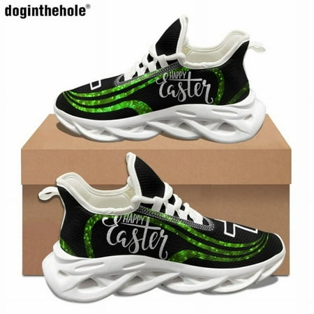 

Doginthehole Women s Casual Sneakers Easter Design Flat Shoes Cross Pattern Trendy Classic Non-slip Lace-up Running Shoes Size48