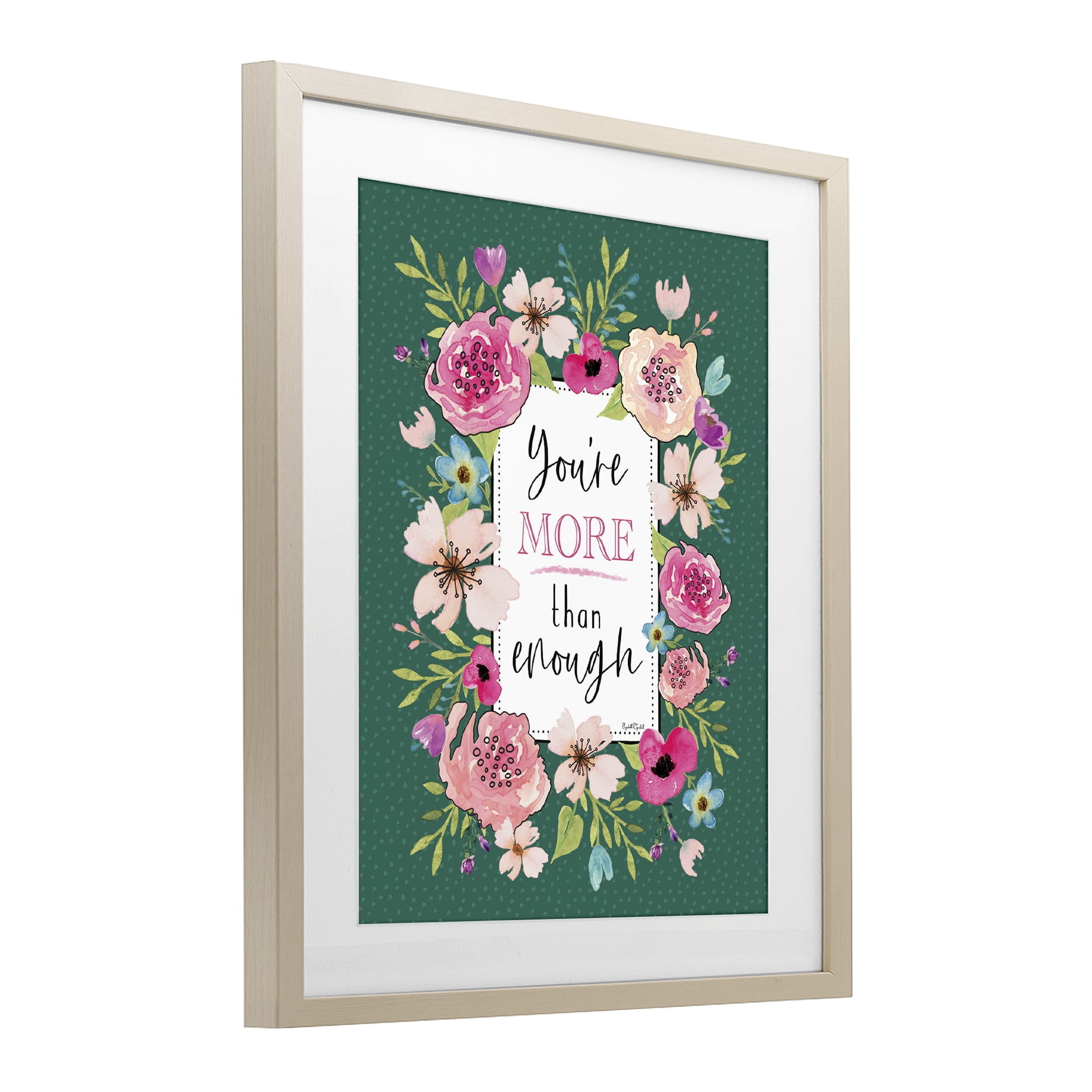 Stupell Industries More Than Enough with Florals Birch Framed Print Under Glass, design by Elizabeth Tyndall