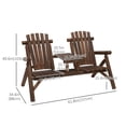 thumbnail image 2 of Wood Adirondack Patio Chair Bench with Center Coffee Table, for Lounging and Relaxing Outdoors Carbonized, 2 of 7