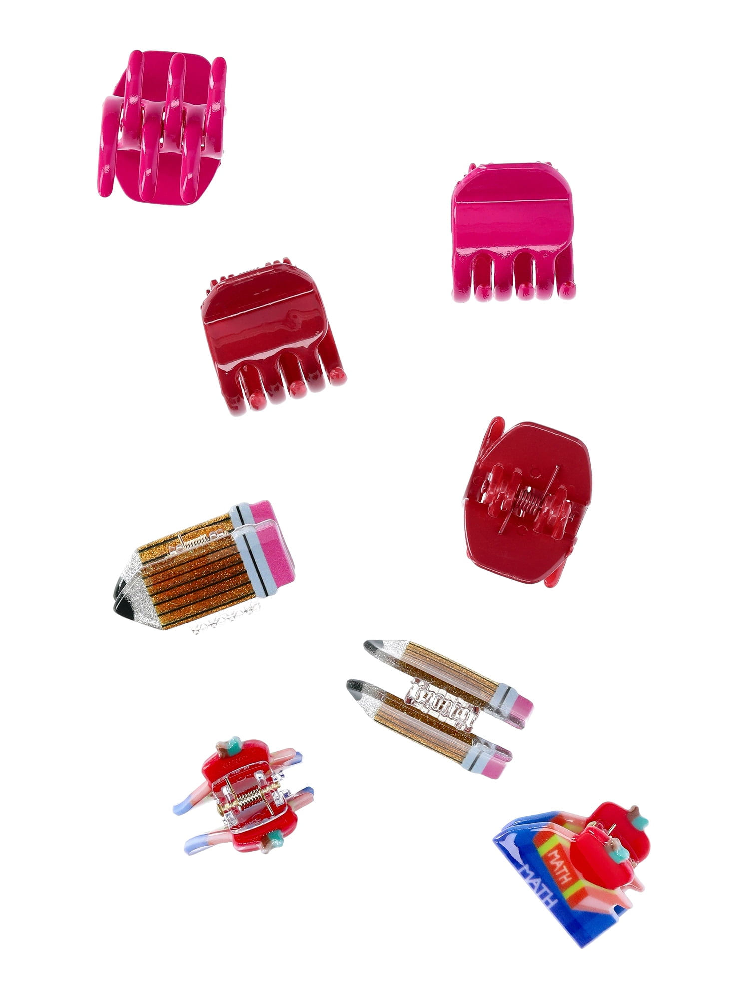Wonder Nation Girls' Mini Hair Claw Clips, 8-Piece, Multi