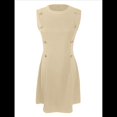 thumbnail image 3 of Vestido Mini Formal de Verano para Mujer, Informal, Sin Mangas, Elegante, con Botones, Ideal para Oficina Albaricoque M, 3 of 9