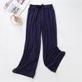 thumbnail image 4 of Homegro Women's Pajama Bottoms Elastic Waist Sleep Pants Pj Straight Leg Solid Drawstring Soft Lightweight Navy Medium, 4 of 4