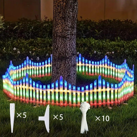 11.22 inches high x 13.78 inches wide (5 panels) fence, garden fence frame, garden decorative fence, solar lights, Christmas atmosphere lights, decorate your garden!