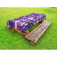 thumbnail image 1 of Modern Outdoor Tablecloth, Geometrical Violet Circles Round Disco Inspired Design Work of Art, Decorative Washable Fabric Picnic Tablecloth, 58 X 120 Inches, Purple Lilac and Baby Pink, by Ambesonne, 1 of 2