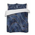 thumbnail image 2 of Navy Blue Marble Full Size Down Alternative Comforter, Lightweight Comforter Quilt Bedding Set with Pillow Shams Modern Golden Geometric Abstract All Seasons Bed Comforter Duvet Insert 78"x90", 2 of 7