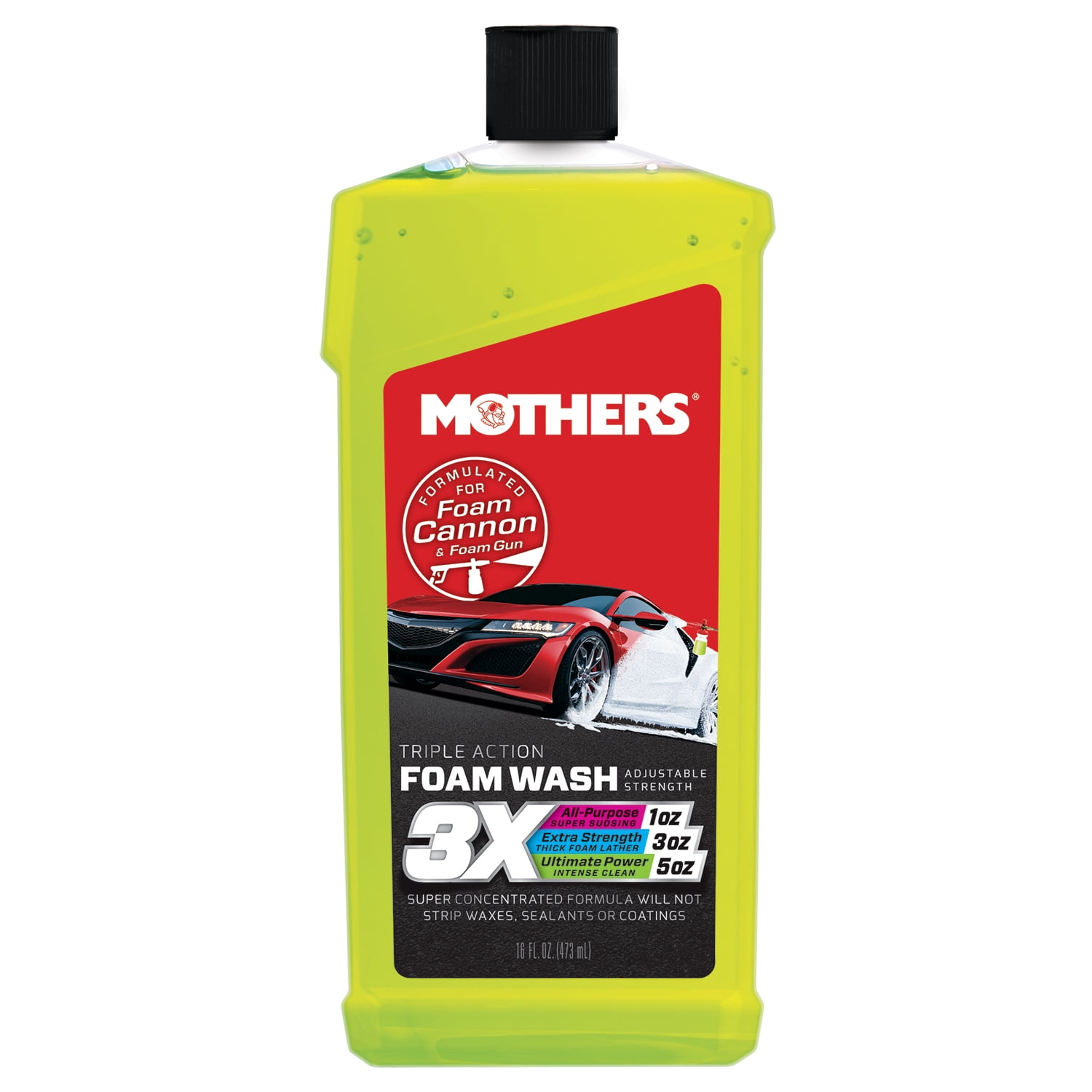 Mothers 05616/156400 Triple Action Foam Wash 16 oz. and Mothers Microfiber Chenille Wash Mitt