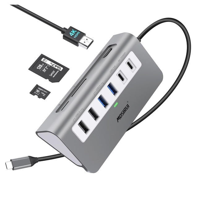 Adaptador multipuerto USB C Hub Mosirui 9 en 1 con 4K HDMI 100 W PD