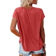 thumbnail image 5 of Womens Summer T Shirts V-Neck Casual Regular Fit Tee Short Sleeve Solid Color Spring Fashion Tops, 5 of 7
